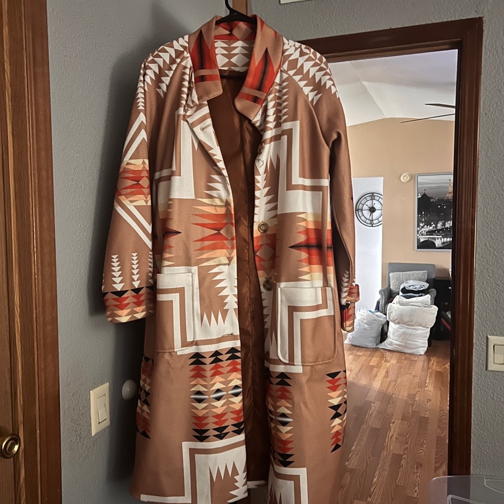 Stylish Brown Patterned Women's Coat